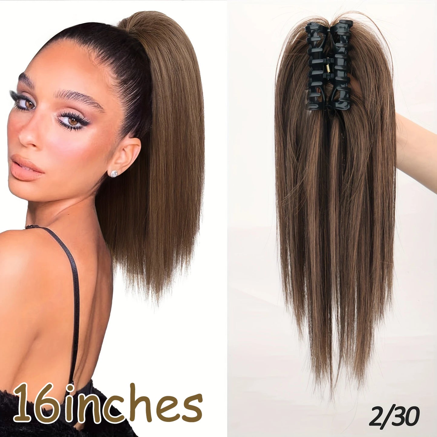 NEW  Synthetic Long Straight Wrap Around Clip In Ponytail Hair Extension Can Be Permed Heat Resistant Pony Tail Fake Hair
