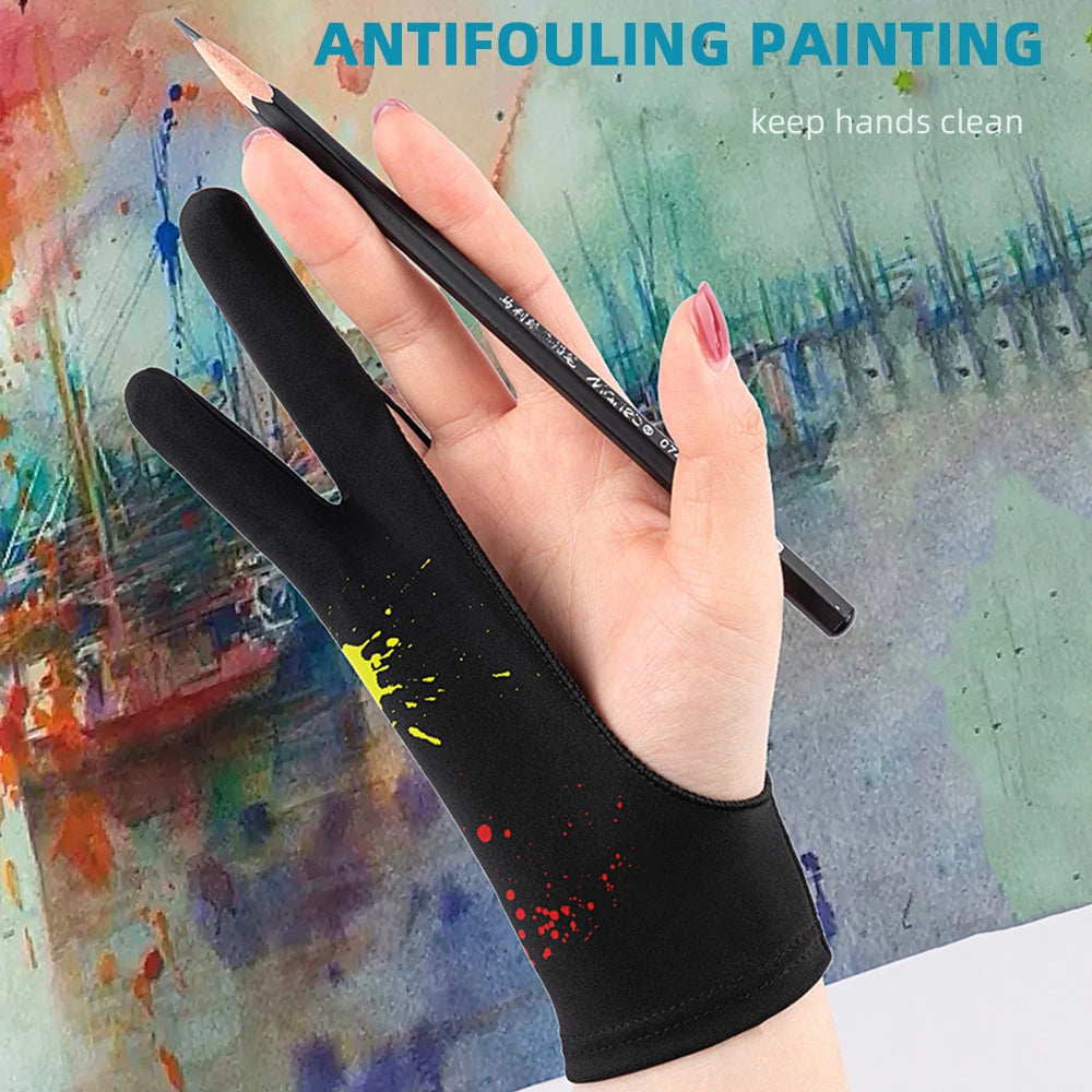 Two-finger Painting Gloves Anti-Touch Anti-Pollution Anti-Dirty, Right And Left Hand Glove,for iPad Tablet Touch Screen Drawing