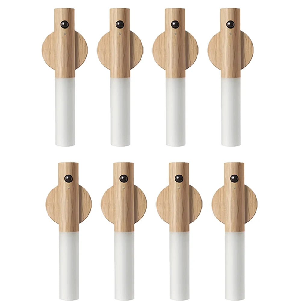 8 PCS Set Smart Motion Sensor Night Light Wireless Magnetic USB Rechargeable LED Wall Light for Corridor Bedroom Bathroom Kitchen