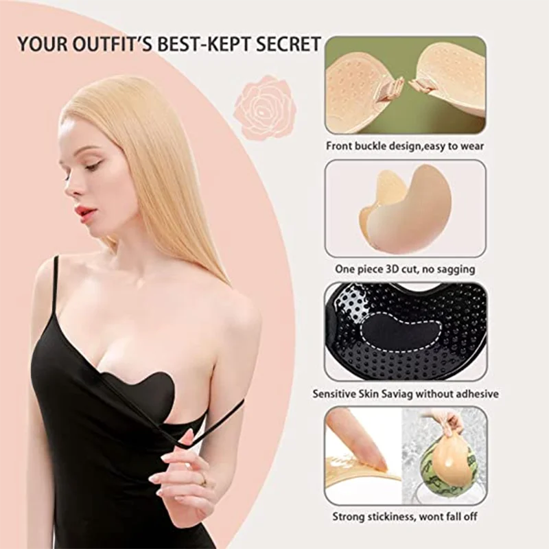 Women  Invisible Underwear nubra Breast Patch Three-Color Hypoallergenic Mango Cup bra Silicone Non-Falling Off Thin