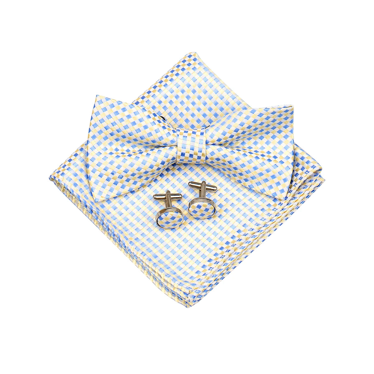 3 PCS Set 55 Colors Luxury Paisley Bowtie Suit Man Bow Tie Pocket Square Cufflinks Wedding Bowknot Accessories Butterfly Neckwear Adjustable Adult Ties