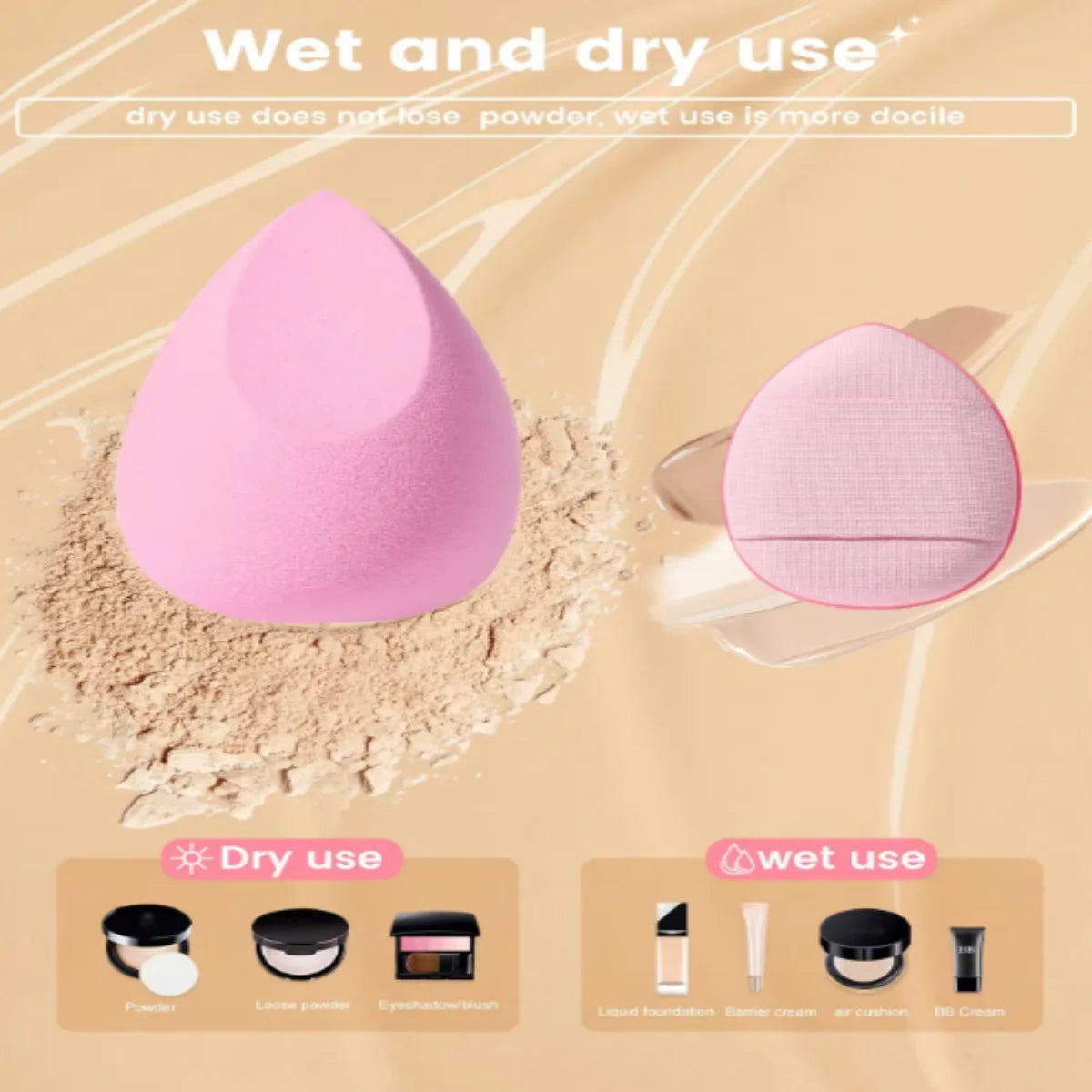 NEW Arrivals 4 Colors Set Face Make-Up Tool Set With Organizer, Large Beauty Eggs Fan Puffs Mini Beauty Eggs Thumb Puffs Make-Up Sponge Puffs Women Cosmetic Accessories