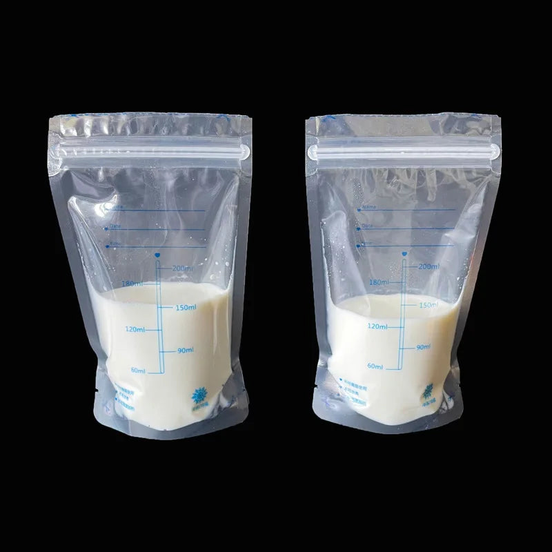 30Pcs Set Breastmilk Storage Bag Self Standing Baby Food Storage Containers No Leak Milk Freezer Bags Safe Feed PET Free 200ML Babies Toddler Food Accessories Health Care Supplies