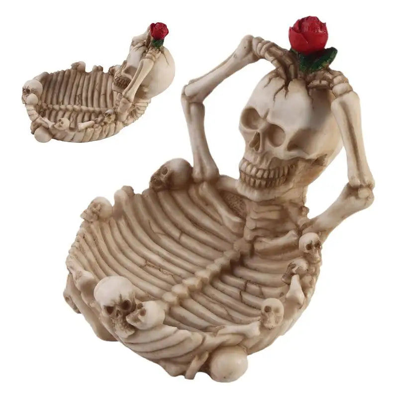 Halloween Candy Fruit Trick or Treat Bowl Realistic Skull Fruit Tray Haunted Party Props Skeleton Bowl For Trick Or Treating Halloween Party Decoration