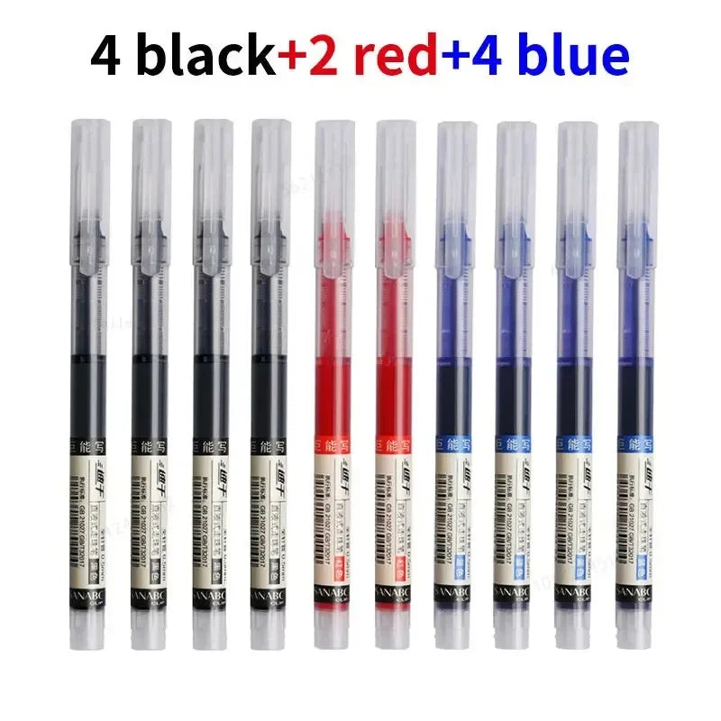 10Pcs/Set High Quality Needle Type Professional Gel Pens Straight Liquid Ballpoint Pen Kawaii Stationery School Office Supplies Writing Accessories