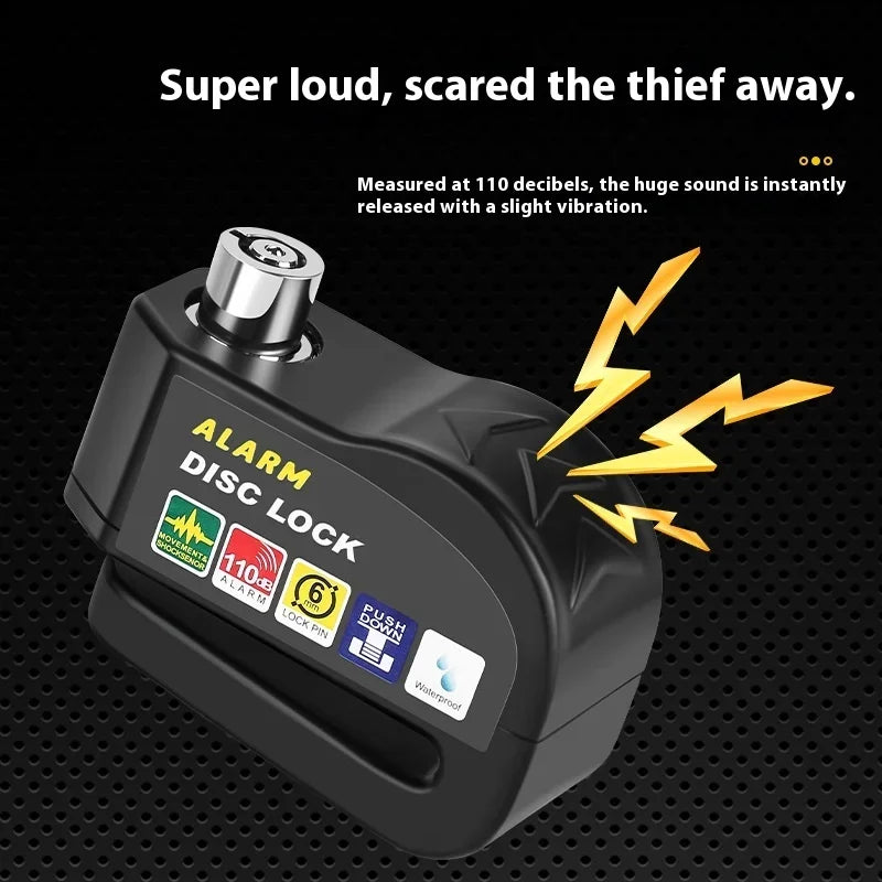 NEW Arrivals Blue/Black Color  Bicycle Motorcycle Scooter Electronic Alarm 110dB Lock Disc Brake Lock For Motorcycle Bicycle High Security Weatherproof Easy To Use