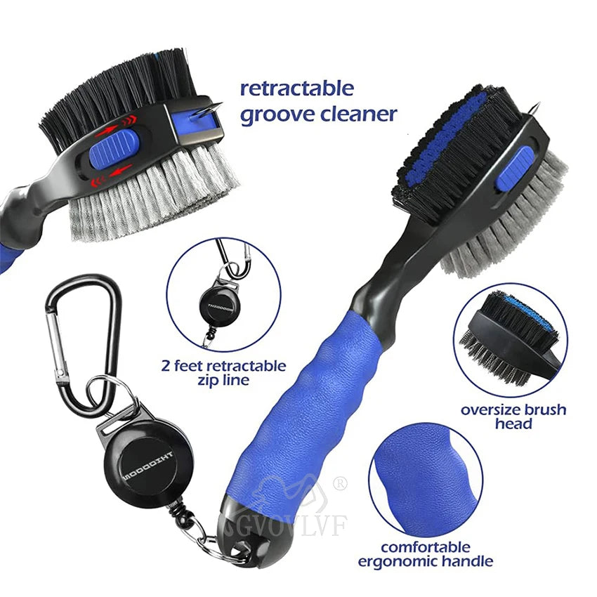 1piece Golf Club Brushes and Groove Cleaner with Magnetic Keychain Oversized Golf Brush Head and Retractable Spike Super