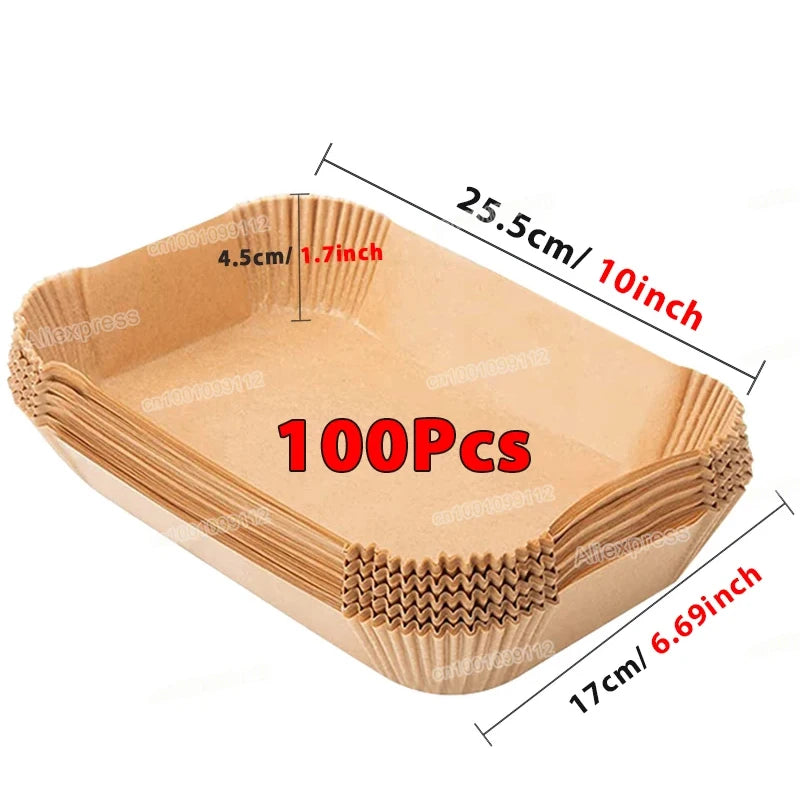 NEW Arrivals 100PCS Set Air Fryer Disposable Paper Non-Stick Air Fryer Baking Paper Plates Round Air-Fryer Paper Liners Paper Kitchen Accessories