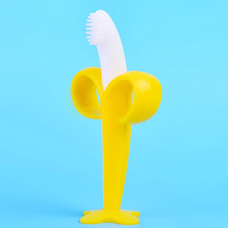 2 PCS Set Baby Medical Silicone Teething Training Toothbrush BPA Free Banana Shape Safe Toddle Teether Chew Toys Teethers Soothe Babies Gums