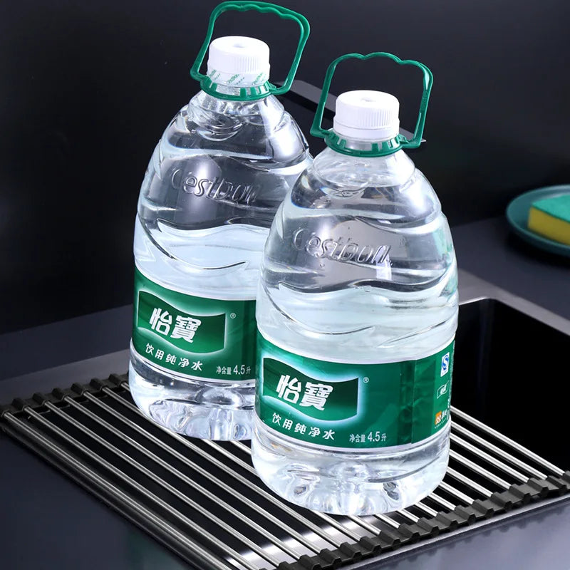 Kitchen Sink Stainless Steel Draining Rack Can be Folded Fruit and Vegetable Dishes Filter Shelf Roll Storage Draining Rack