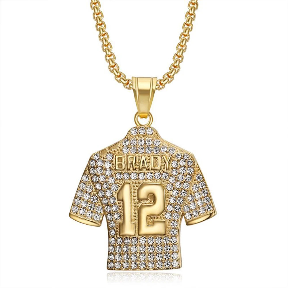 Fashion Football Jersey Messi Cristiano Ronaldo Neymar Mbappé Harland Rhinestone Necklaces + 60cm Gold Chain Men Stainless Steel Soccer Fans Hip Hop Jewelry Accessories