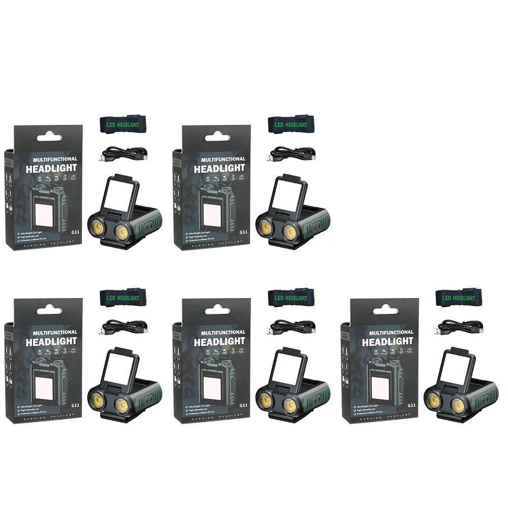 NEW Arrivals 1/3/5PCS Set High Power Rechargeable Led Flashlight Helmet Lamp Long Lasting Rechargeable Lamps For Fishing Supplies Tourism Cap Lights Camping Outdoor Hiking Flashlight