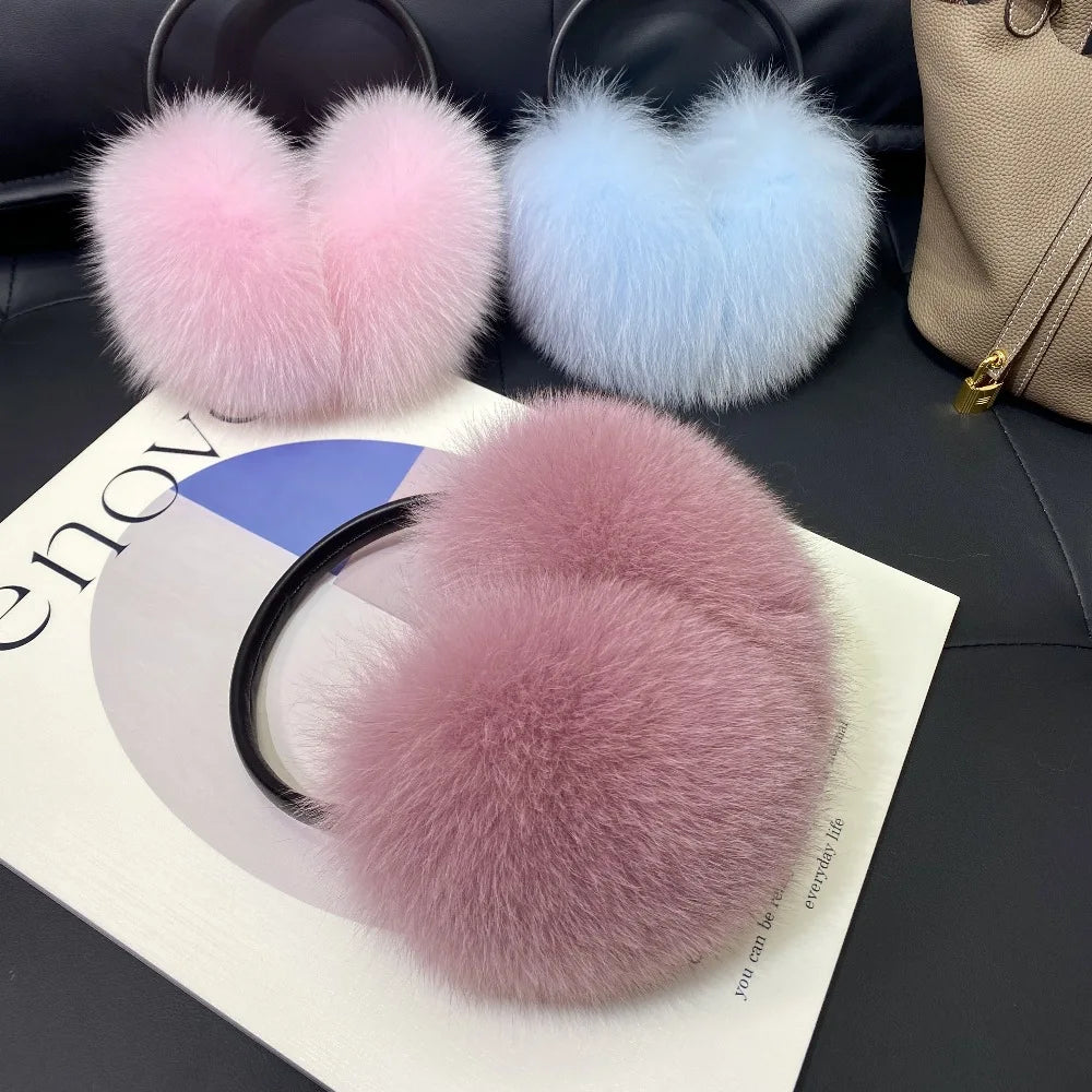 New Winter Real Fox Fur Earmuffs 14 Colors for Women Natural Fox Fur Scarves Dual use Genuine Warmer Plush Earmuff Outdoor Solid Fur Scarf