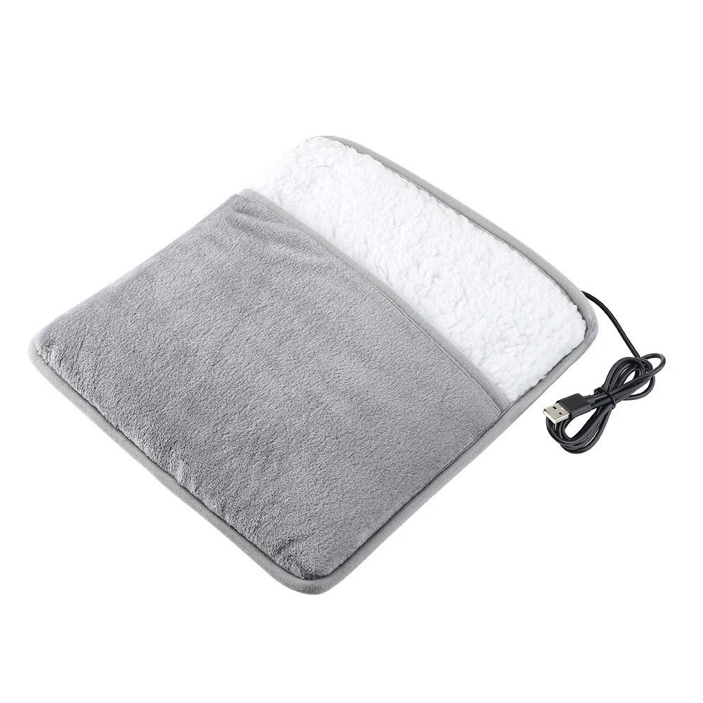 Foot Warmer USB Foot Heater Thermal Foot Pain Relief Blood Circulation Heating Pad Soft Plush Warm Foot Cover Electric Heating Feet Warmer for Home Bedroom Living Room Use Health Care Supplies
