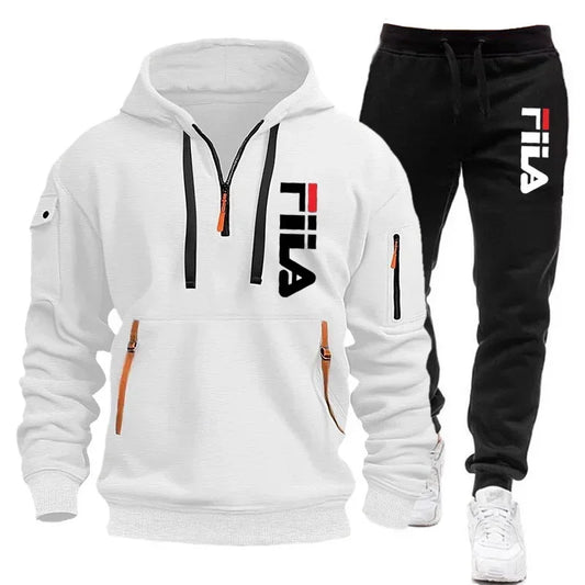 NEW Arrivals 2PCS Set S-3XL 4 Colors Spring and Autumn Street Men's Zipper Hoodie + Pants Outdoor Running Hiking Gym  Multi-Pocket Men's Casual Pullover Suit Sports Apparel Products