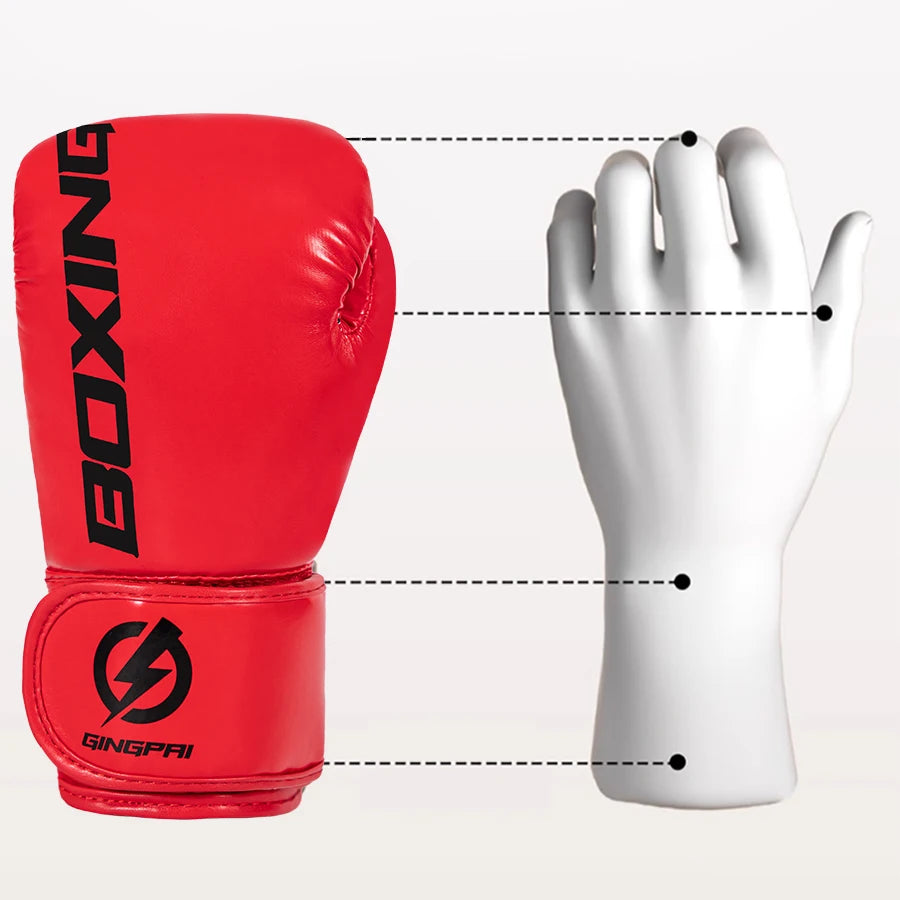 Kids/Adults Professional 4/6/8/10/12oz Boxing Gloves PU Leather Muay Thai MMA Profession Kickboxing Sandbag Women and Men Training Practice Exercise Gloves Equipment Sports Accessories