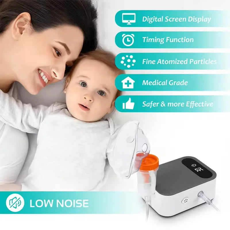 NEW Set Home Use Portable Electronic Nebulizer Machine for Adults & Kids for Breathing Problems with 2 Masks and 1 Mouthpiece, Adjustable Timing Health Care Supplies