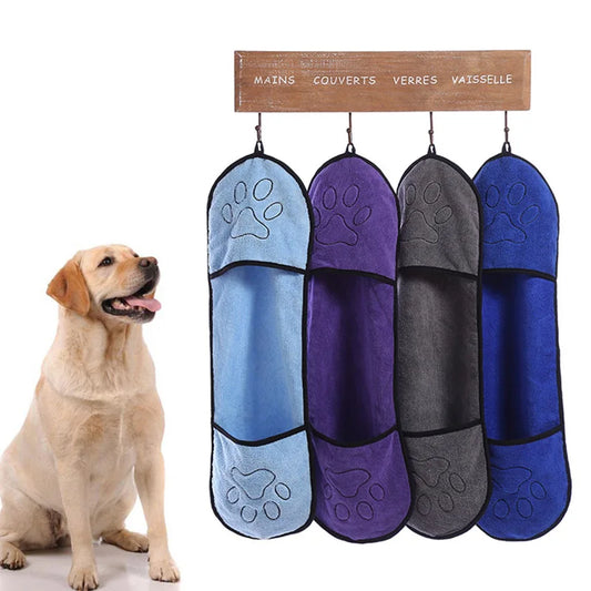 Pet Towel Quick Dry Dog Towel Bath Robe Soft Fiber Absorbent Cat Bath Towel Convenient Pet Cleaning Washcloth Pet Accessories