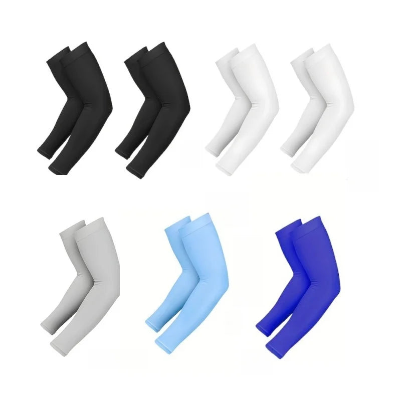 7 Pairs Set White/Pink Color Women Men Summer Sunshade Sleeves Outdoor Cycling Running and Driving, Sunshade Arm Sleeves Sports Apparel Accessories