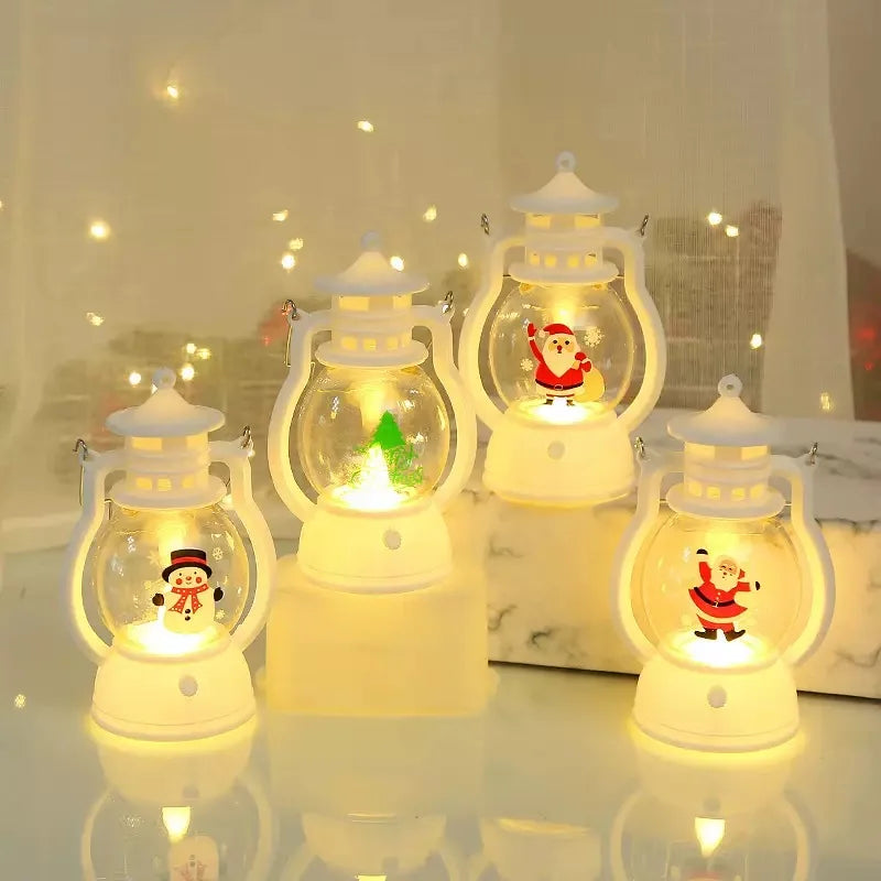 Portable LED Christmas Santa Claus Snowman Lanterns Indoor Decor Lights Battery Powered for Home Xmas New Year Navidad Ornaments