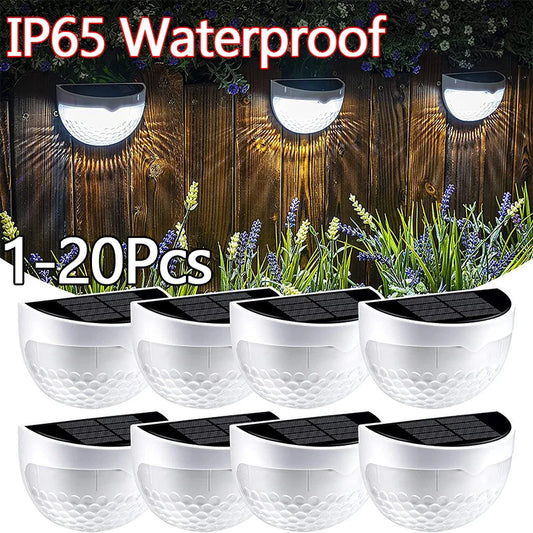 20PCs 6LED Solar Wall Light Outdoor Wall Lamps Waterproof Energy Lamps Step Courtyard Garden Decoration Lights
