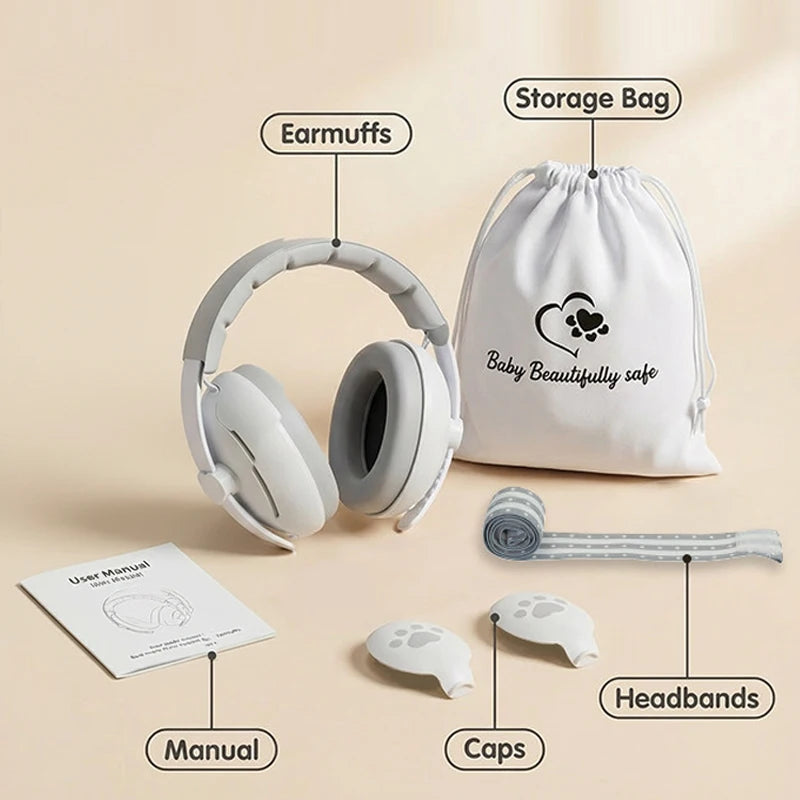 2 in 1 4 PCS Set PC Baby Infants Ear Protection Noise Cancelling Headphones for Babies Toddler , 2-in-1 Baby Ear Protection, Baby Travel Essentials for Outdoor Travel Sport Events Earmuffs Baby Care Supplies