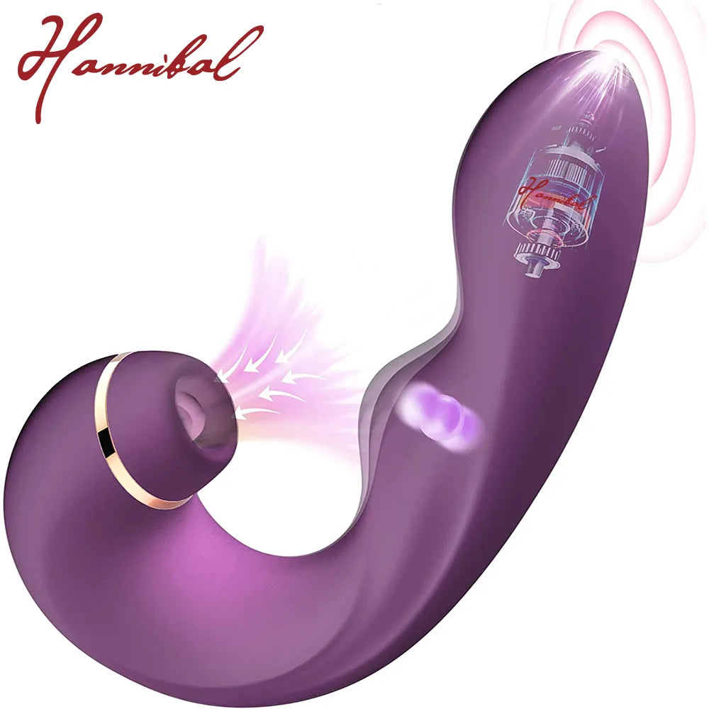 Hannibal Female Masturbator 3 in 1 Clit Sucker Dildo G-Spot Vibrator Sucking Vibrators for Women Clitoral Stimulator Sex Toys