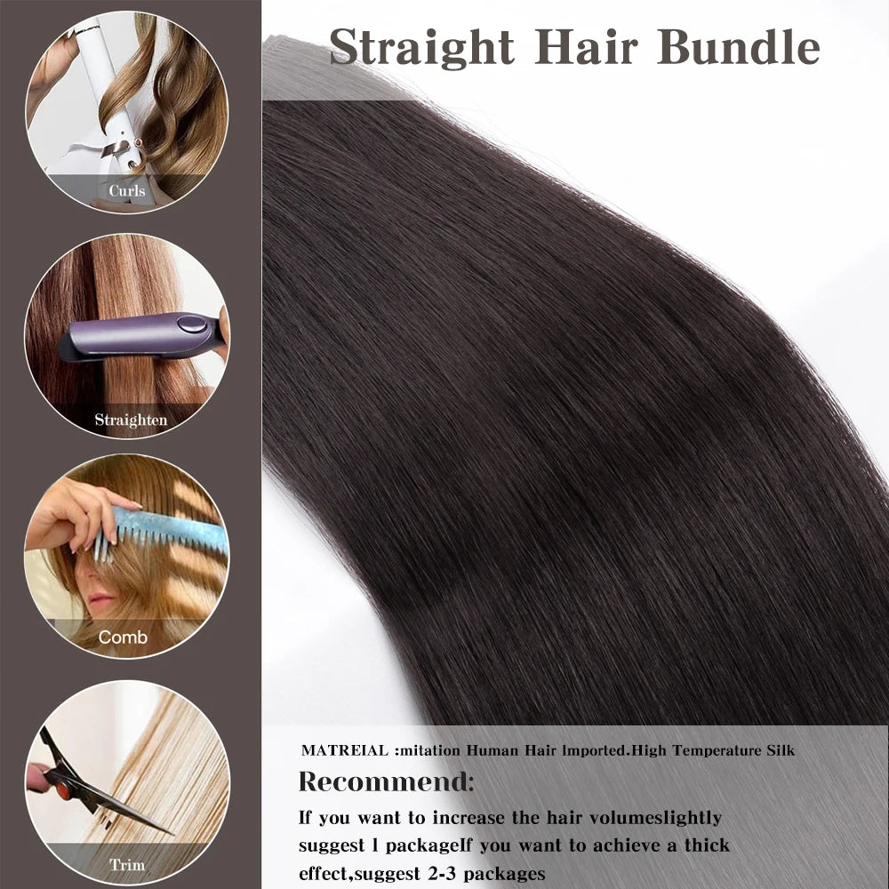 NEW Arrivals 12 Colors 150g Synthetic Hair Extensions Straight Hair Bundles Crochet Braids Hair 26Inch High Temperature Fiber Long Straight Hair Bundle Women Hair Care Accessories Cosmetic Supplies