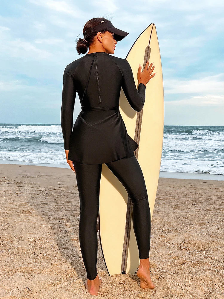 Muslim Modest Swimwear Whole Swimwear Full Body Swimwear Women New Long Sleeve Swimsuit Black Bathing Suits Ladies