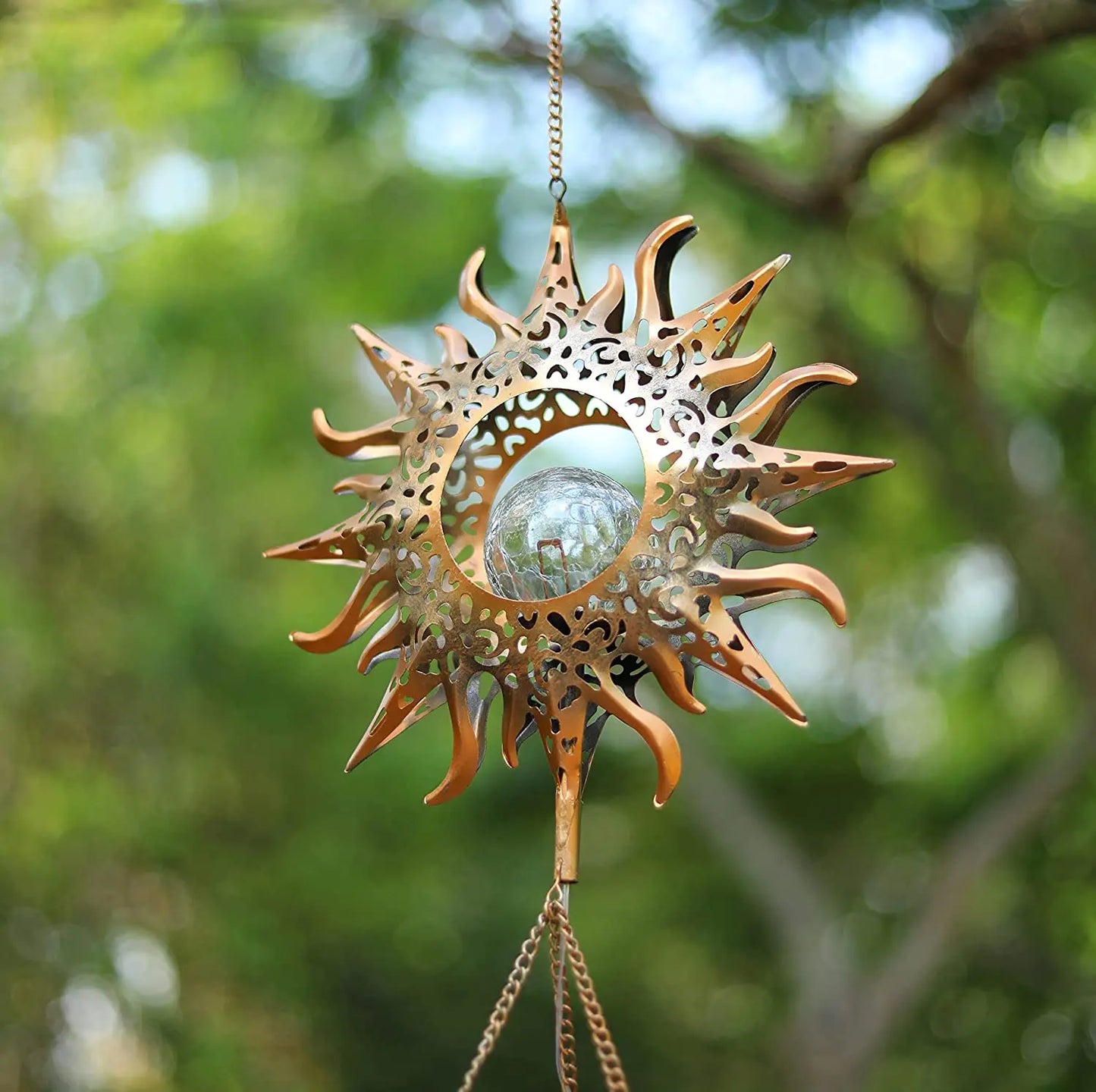 NEW Arrivals Moon/Star/Sun Wind Chimes Outdoor Glowing Moon Sun Stars Solar Glowing Wind Chime Metal Tubes Wind Bells for Home Decor Waterproof Chimes Gift