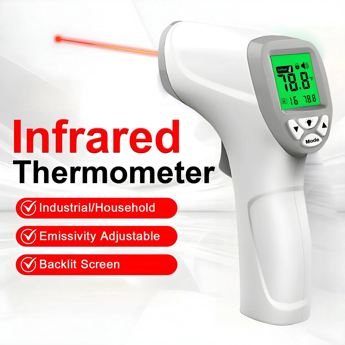 Digital Infrared Multi-Purpose Baking Oven Food Cooking Temperature Meter Measure Thermometer Outdoor Pyrometer Laser High Temperature Meter Food Kitchen Thermometers Adjust Heat Meter