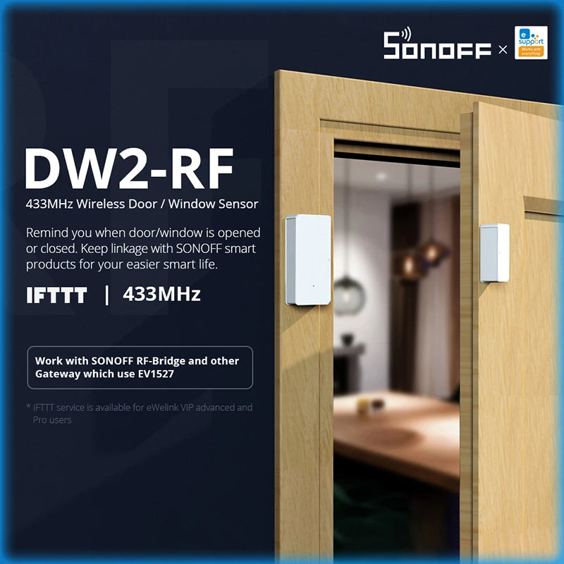DW2 RF Wireless Door Window Sensor Detector Door Opening Sensor  App Smart Home Security Alexa Assistant