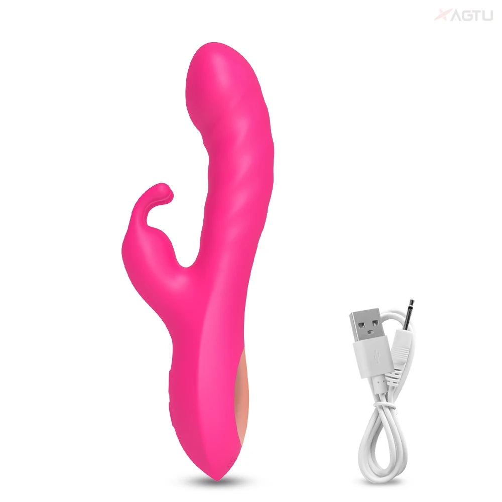 2 in1 G Spot Rabbit Vibrator for Women Nipple Clitoris Stimulator Dildo Massager Adults Masturbator Female Sex Toy for Adults 18+