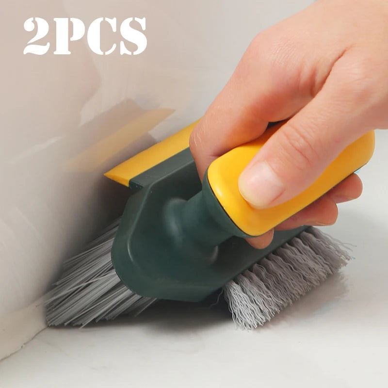 2 PCS Set 4-in-1 Grout Brush with Squeegee Durable Bristles Heavy-Duty Scrub Brushes for Cleaning Tile Grout Kitchen Bathroom Cleaning Tools