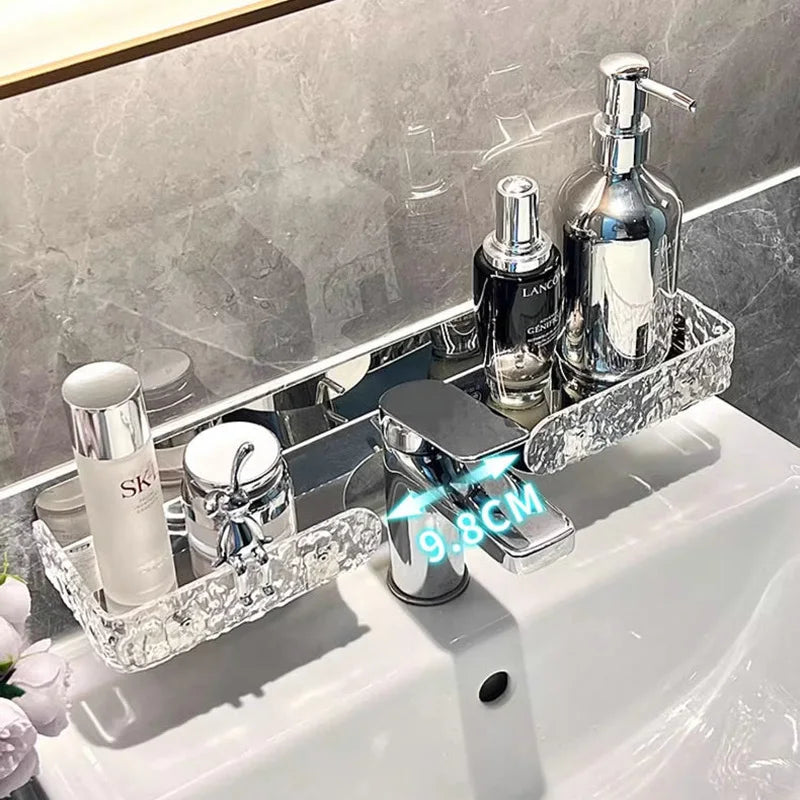 Bathroom Shelf Faucet Shelf Flushless Acrylic Sink Cosmetic Organizer Wall Mounted Toilet Shampoo Toothbrush Organizer
