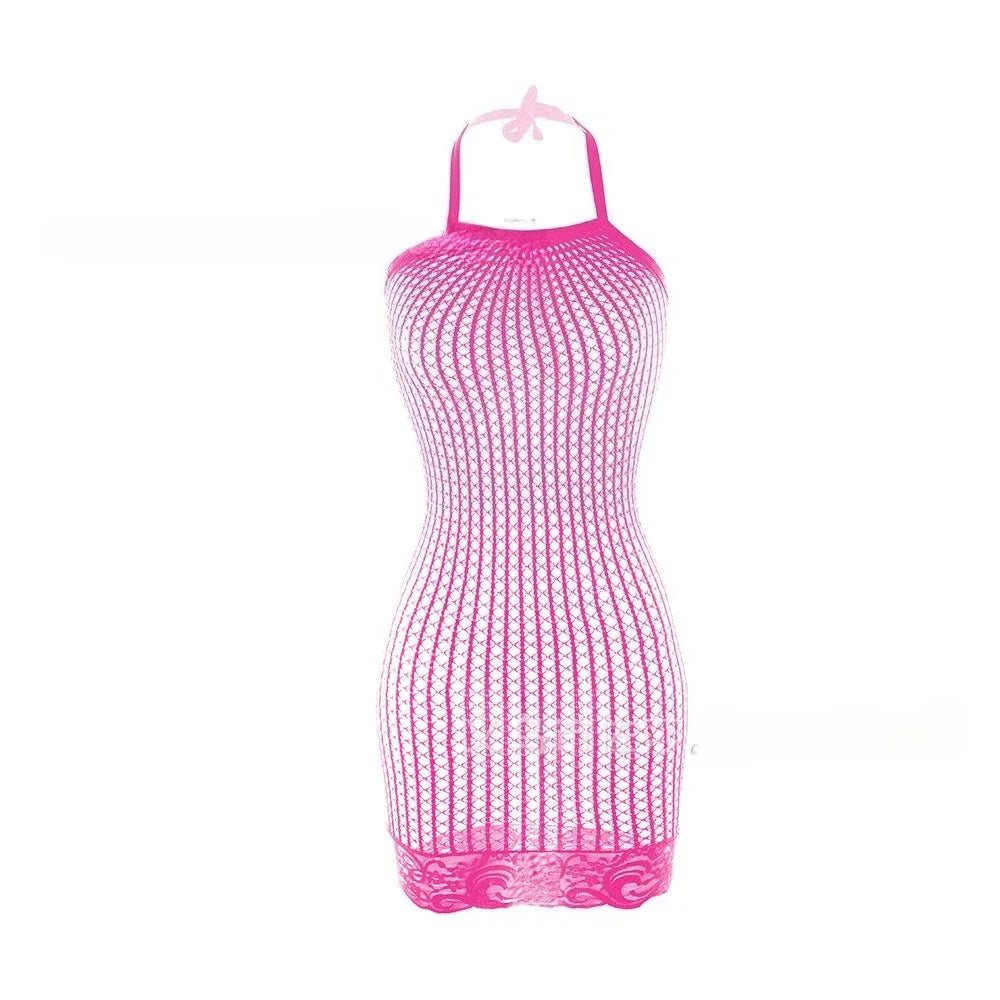 10 Colors Women Sexy Fishnet Swimwear Cover Up Without Bikini Hollow Out See Through Bodycon Dress Beachwear Summer Women's Swimwear Dress