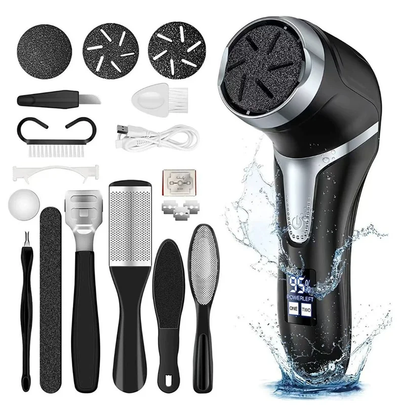 NEW A23F Full Set-Electric Foot Grinder Rechargeable Electric Foot File Pedicure Tool Foot Grinding Stone Callus Remover Pain Relief Pedicure Accessories