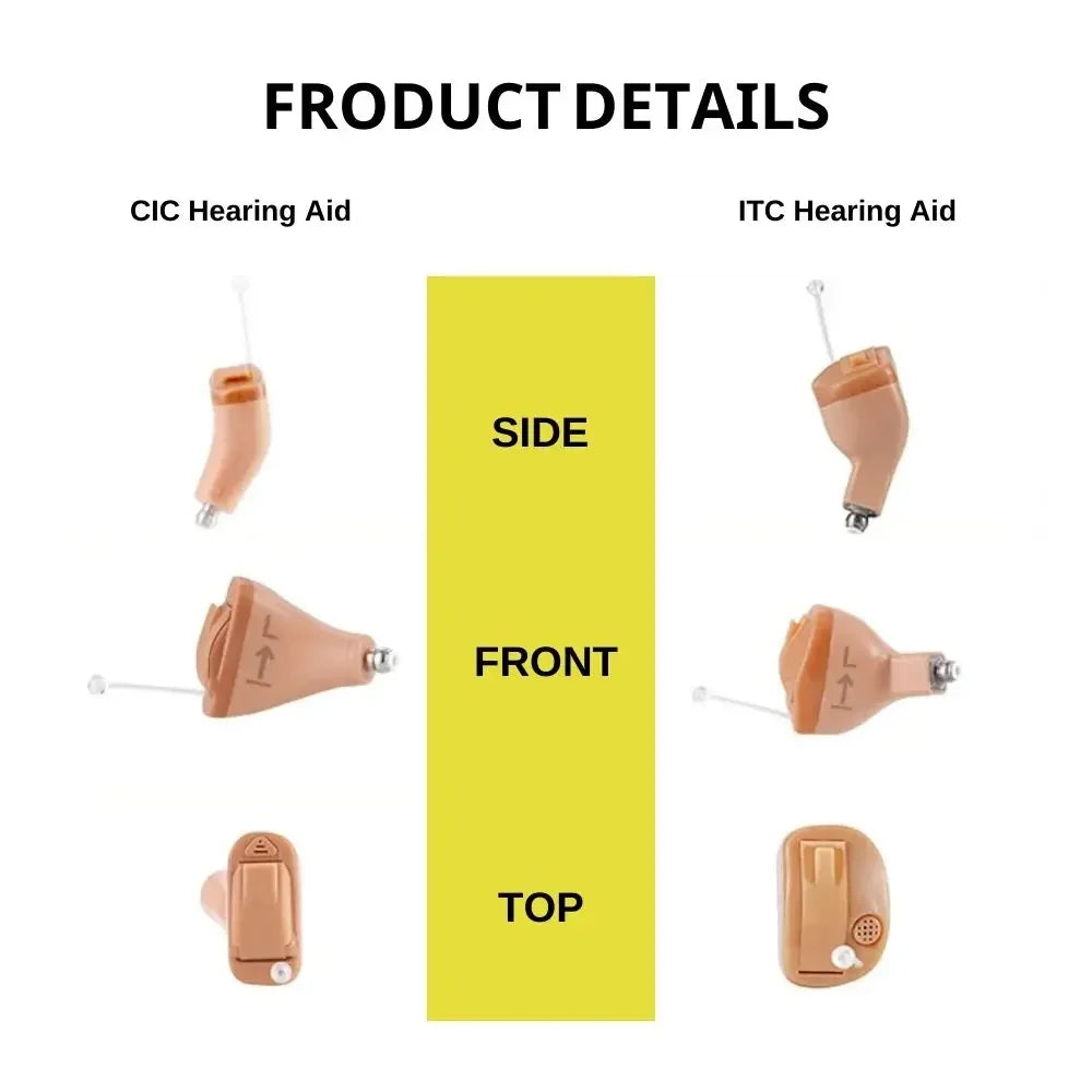 Inox Super Invisible Hearing Aids CIC Digit 8 Channel Hearing Aid App Control Wireless Micro-Chip Adjustable Ear Aid For Mild to Moderate Deafness Elderly Health Care Supplies Medical Accessories Sets