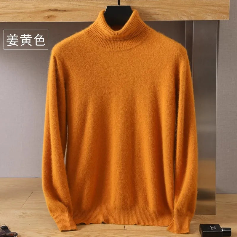 S-3XL Plus Size 5 Colors Women's Men's 100% Pure Mink Cashmere Sweater High Lapels Pullovers Knitted Winter New Tops Long Sleeve High-End Jumpers