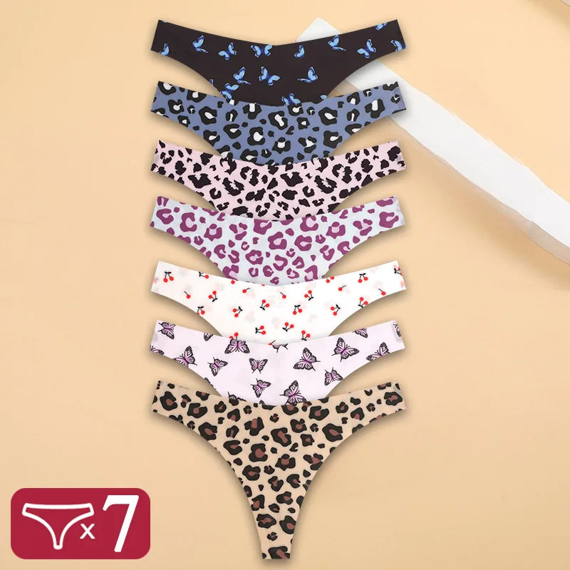 NEW Arrivals 7PCS Set 15 Colors  Ice Silk G-String Lady Sexy Thong Women Seamless Girl Panties Fresh Low Waisted Underwear Ladies Girls Sexy Underwear Supplies