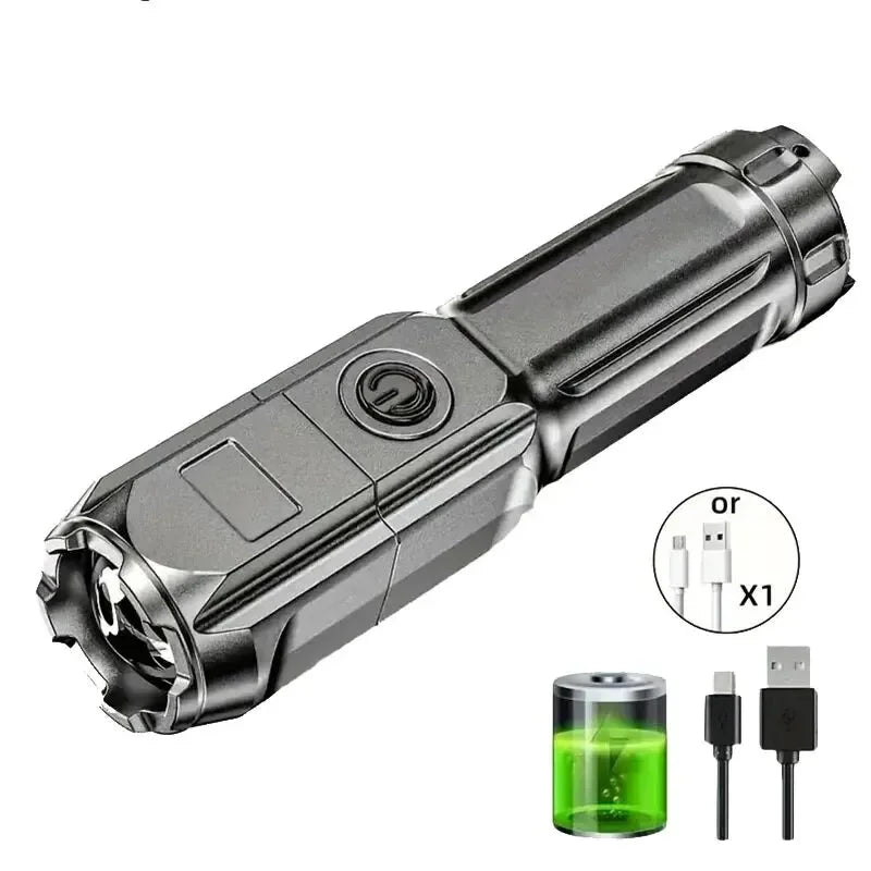 Powerful LED Flashlight Rechargeable USB Waterproof Zoom Outdoor Travel Camping Hiking Fishing Hunting 100,00 Lumen Tactical Flashlight LED Torch