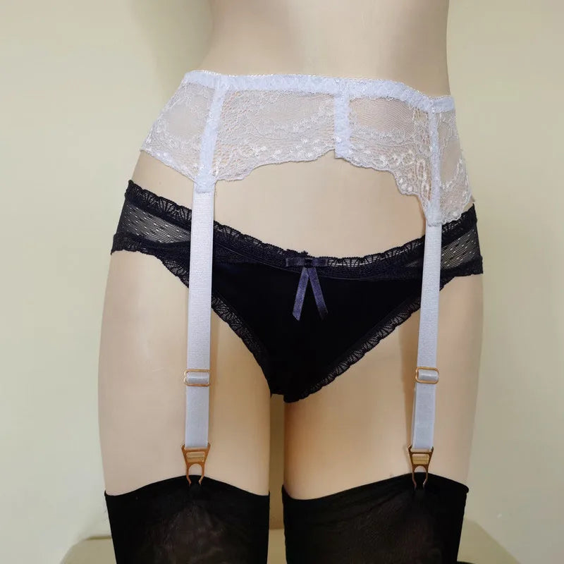 S-2XL Sexy Women Black 4 Straps Garter Belts for Stockings High Waist Erotic Lingerie Supplies Lace Suspender Belt Female Ladies Sexy Underwear Products