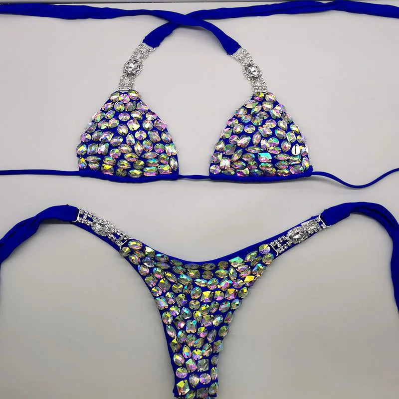 7 Color Bikini Set Women Diamante Carnival Bra Rhinestone Sexy Night Club Panties Rave Festival Bikini Set Burning Man Outfit