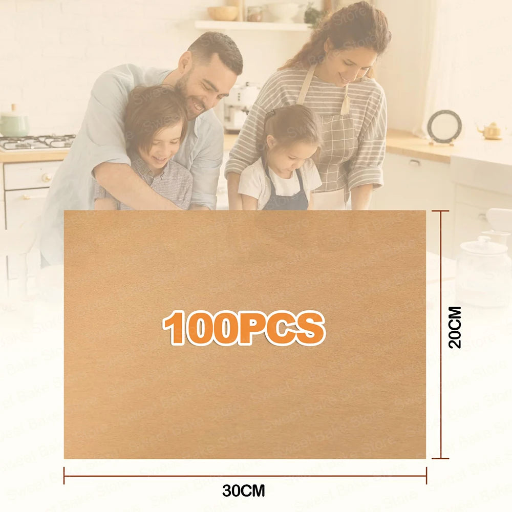 50/100 PCS Set Unbleached Parchment Paper Sheets, Precut Baking Paper | Non-Stick Parchment Paper for Oven, Air Fryer & Wrapping Paper Sheets