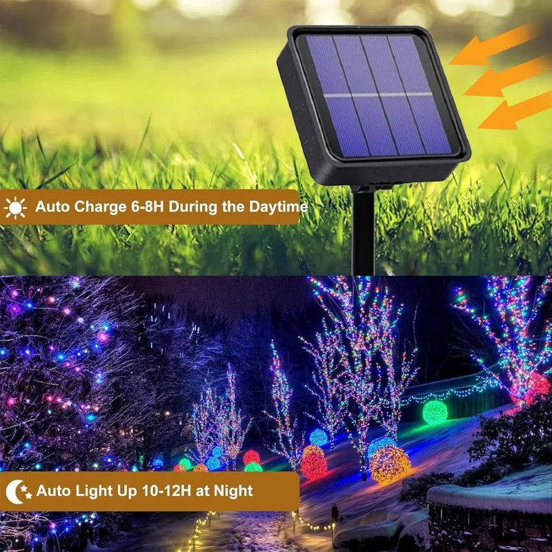 2 PCS Set 30M 300 Led Solar Lights Outdoor Dusk to Dawn Solar Fairy Lights Waterproof 8 Modes Solar Christmas Lights for Outside Patio Garden Gazebo Decoration Lighting Accessories