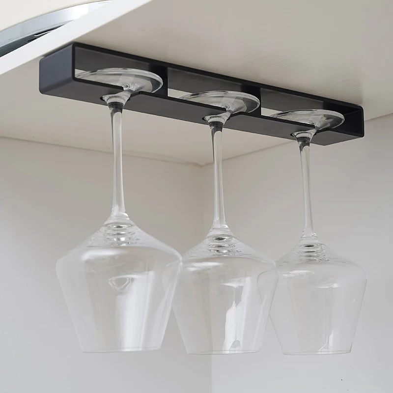 Wine Glass Holder Hanging Wine Glass Holder Under Shelf Plastic Stemware Rack Glassware Drying Storage Hanger For Kitchen Bar