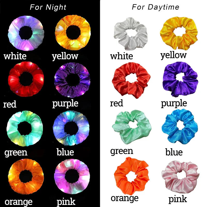 1/10/20 PCS Set LED Luminous Earrings Scrunchies Glowing Hairband Girl Light Up Hair Scrunchy Rave Festival Party Night Clubwear Headwear Supplies Hair Accessories