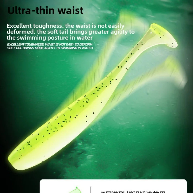 100 PCS Set High-Quality Soft Two-Tone Tail Luminous Glow in the Dark Night Fishing Lures Soft Bait Fake Bait with Lead Head Hook River Ocean Lakes Fishing Accessories Tools Set