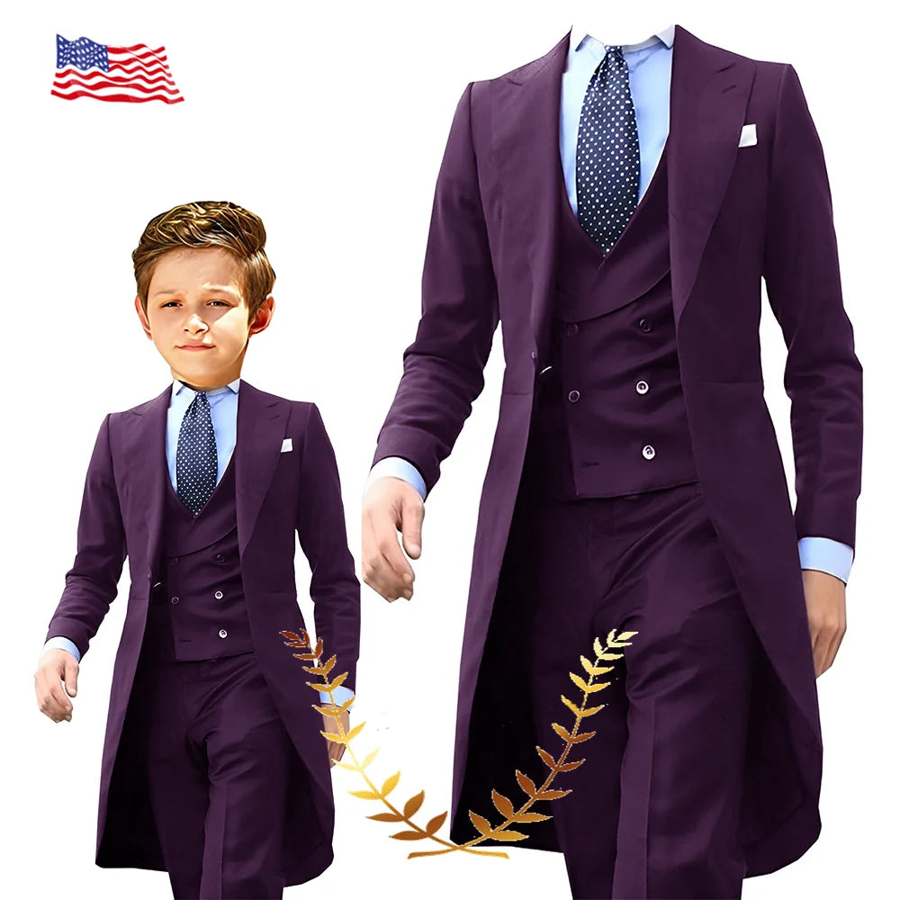 NEW Arrivals 3PCS Set Boys(3-16Yrs Old) Men S-5XL PLUS SIZE 5 Colors Formal Blazer Tuxedos Suit Wedding Evening Party Tuxedo Child Jacket Pants Vest Men Costume Groom’s Suit Luxury Fashion Apparel Supplies