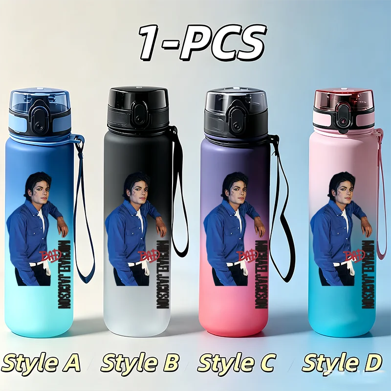 Michael Jackson Fans Character 650ml NEW Cool Gradient Water Cup, Vacation Gift, Portable Outdoor Travel Running Gym Cycling Water Bottle Sports Accessories Gifts